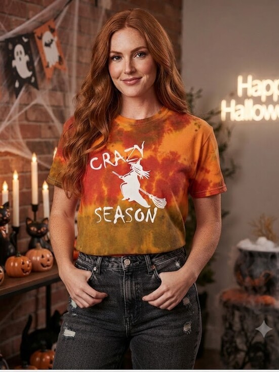 Hand Crafted Tops - Crazy witch season tie dye Custom made shirt.